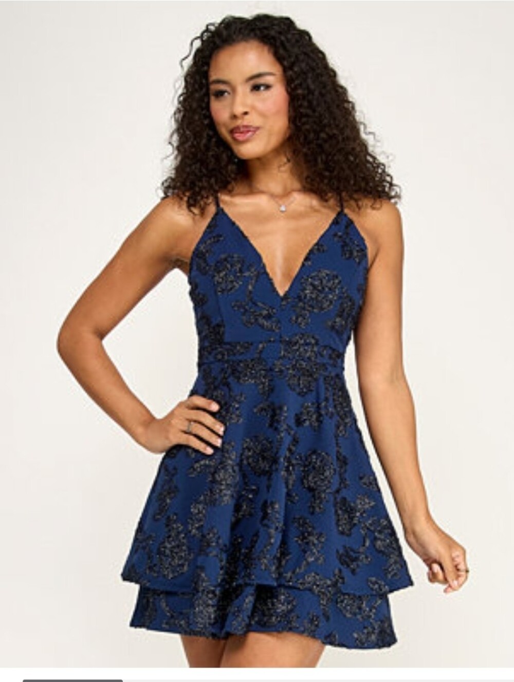 Emerald Sundae Fit-flare Bra V-Neck Mini Dress Tiered Skirt Size XXS/L Junior